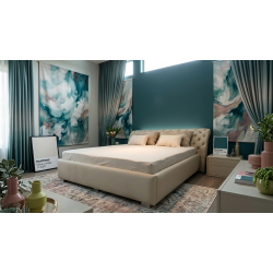 Łóżko Chesterfield z podnoszonym stelażem z pojemnikiem Jones Kopiko skóra 160x200