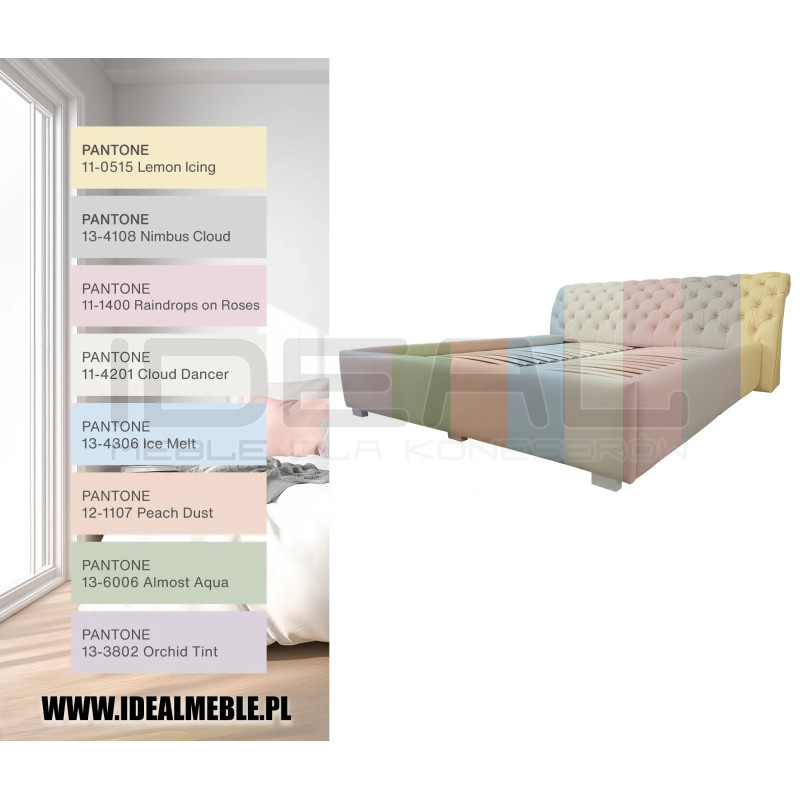 Łóżko Chesterfield z podnoszonym stelażem z pojemnikiem Jones Kopiko skóra 160x200