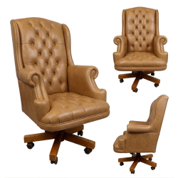 Fotel biurowy dla szefa w skórze Edward Vintage | IdealMeble.pl