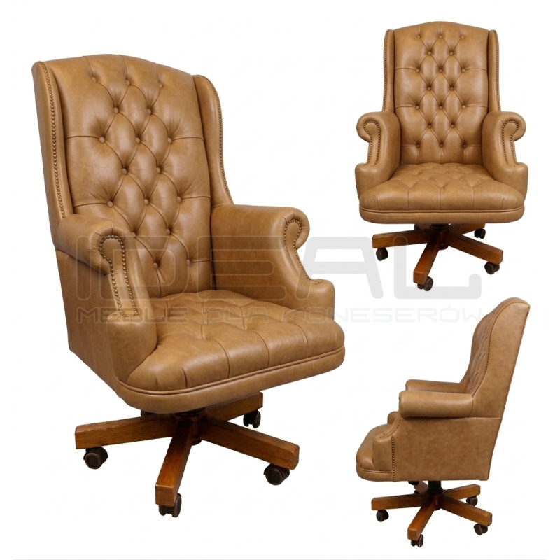 Fotel biurowy dla szefa w skórze Edward Vintage | IdealMeble.pl