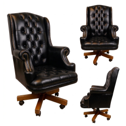 Fotel biurowy dla szefa w skórze Edward Vintage | IdealMeble.pl