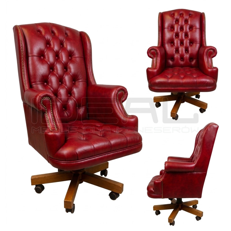 Fotel biurowy dla szefa w skórze Edward Vintage | IdealMeble.pl