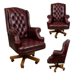 Fotel biurowy dla szefa w skórze Edward Vintage | IdealMeble.pl