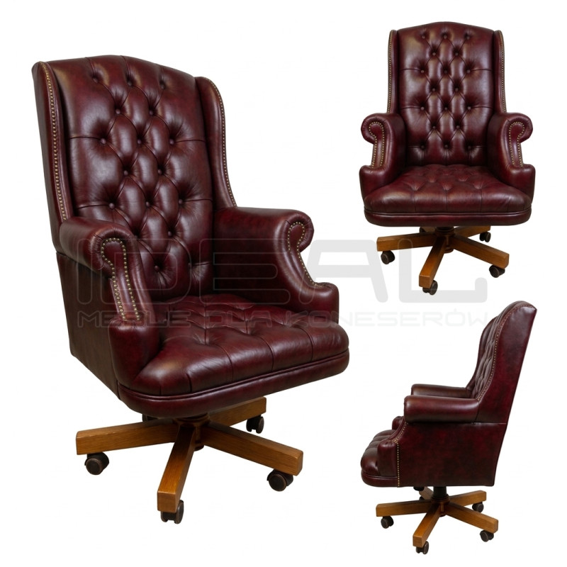 Fotel biurowy dla szefa w skórze Edward Vintage | IdealMeble.pl