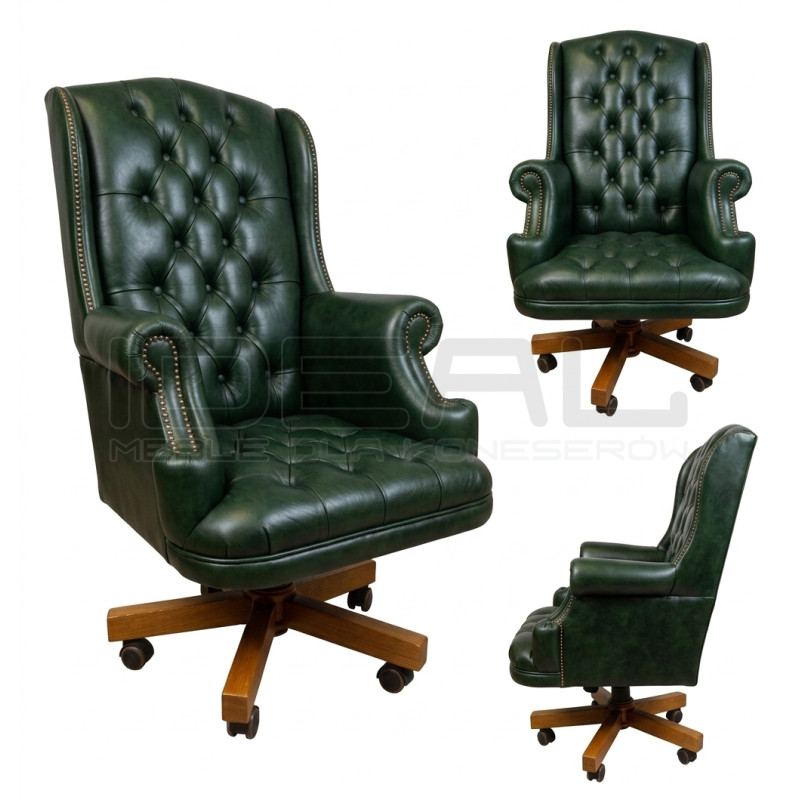 Fotel biurowy dla szefa w skórze Edward Vintage | IdealMeble.pl