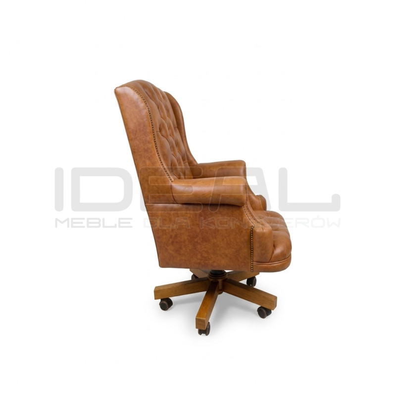 Fotel biurowy dla szefa w skórze Edward Vintage | IdealMeble.pl