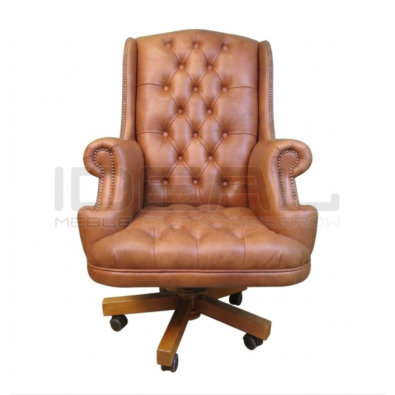 Fotel biurowy dla szefa w skórze Edward Vintage | IdealMeble.pl