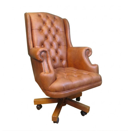 Fotel biurowy dla szefa w skórze Edward Vintage | IdealMeble.pl