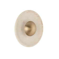 Okrągły kinkiet Saturn z kamienia – elegancja trawertynu i złota