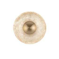 Okrągły kinkiet Saturn z kamienia – elegancja trawertynu i złota