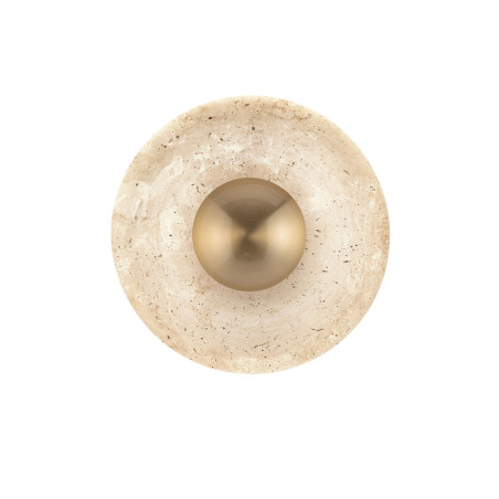 Okrągły kinkiet Saturn z kamienia – elegancja trawertynu i złota
