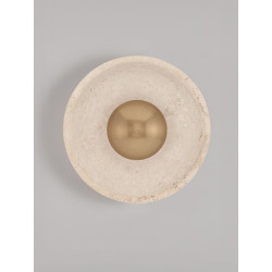 Okrągły kinkiet Saturn z kamienia – elegancja trawertynu i złota