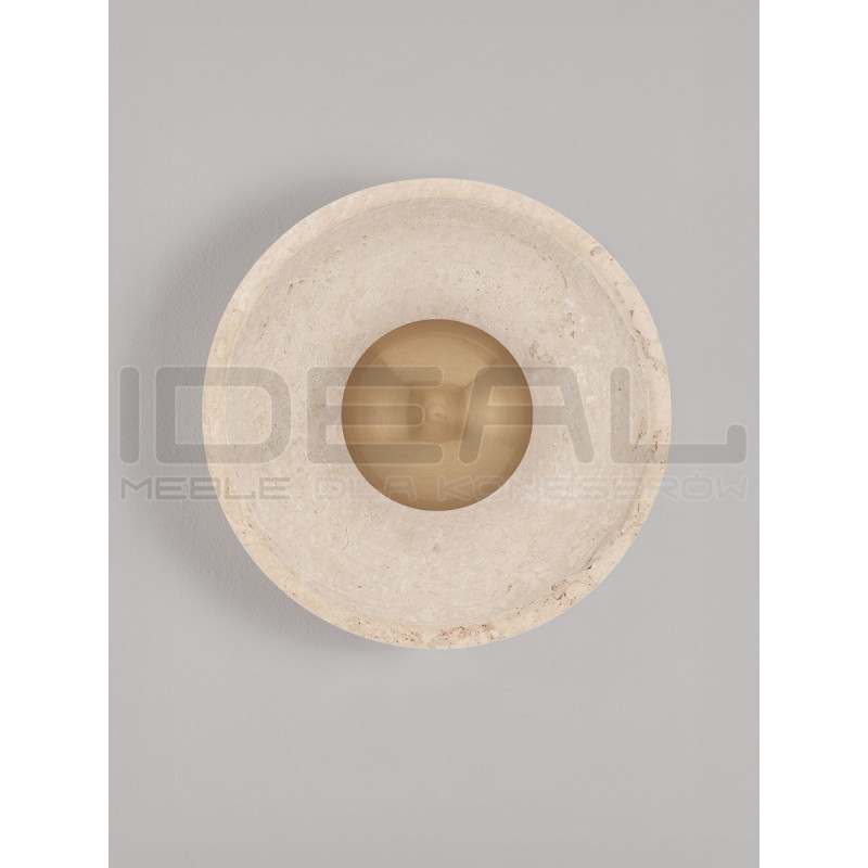 Okrągły kinkiet Saturn z kamienia – elegancja trawertynu i złota