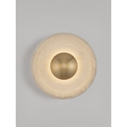 Okrągły kinkiet Saturn z kamienia – elegancja trawertynu i złota