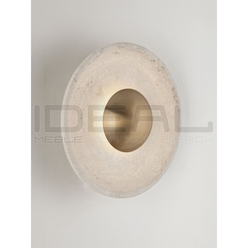 Okrągły kinkiet Saturn z kamienia – elegancja trawertynu i złota