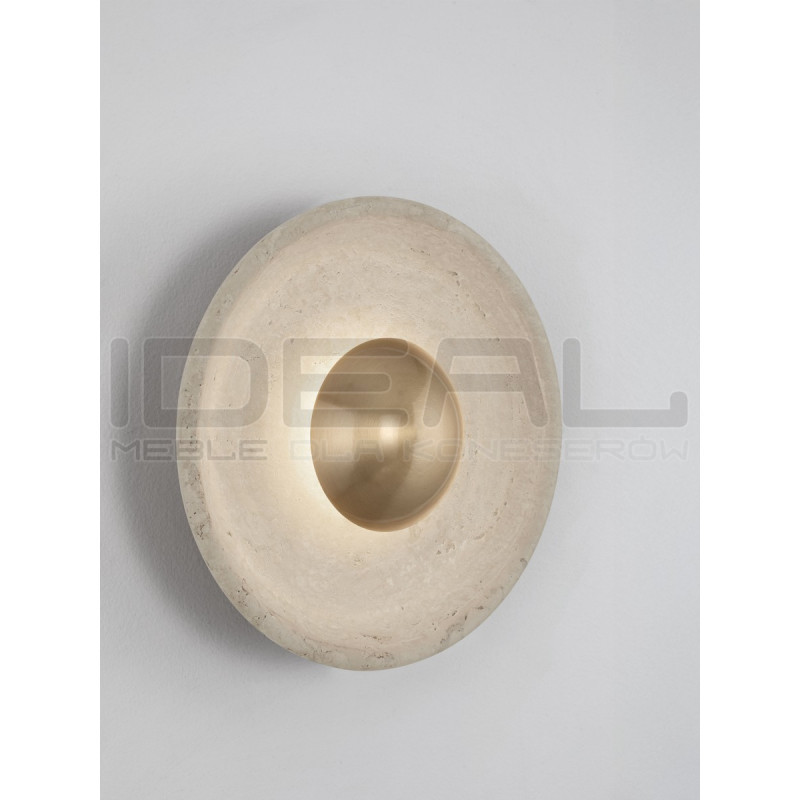 Okrągły kinkiet Saturn z kamienia – elegancja trawertynu i złota