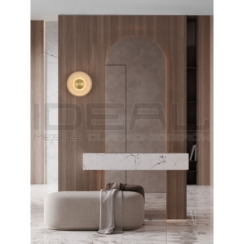 Okrągły kinkiet Saturn z kamienia – elegancja trawertynu i złota