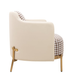 Fotel VENICE beżowy Pepitka biało brązowa | IdealMeble