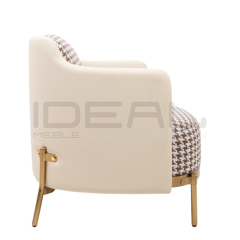 Fotel VENICE beżowy Pepitka biało brązowa | IdealMeble