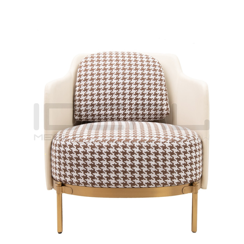 Fotel VENICE beżowy Pepitka biało brązowa | IdealMeble