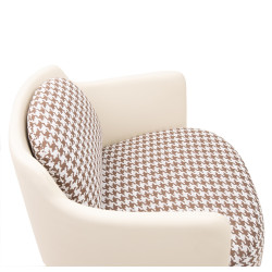 Fotel VENICE beżowy Pepitka biało brązowa | IdealMeble