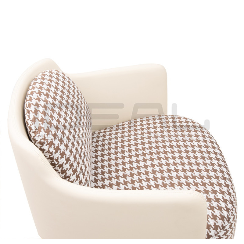 Fotel VENICE beżowy Pepitka biało brązowa | IdealMeble