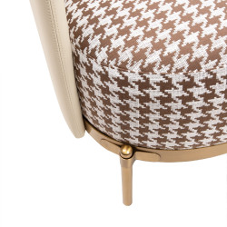 Fotel VENICE beżowy Pepitka biało brązowa | IdealMeble