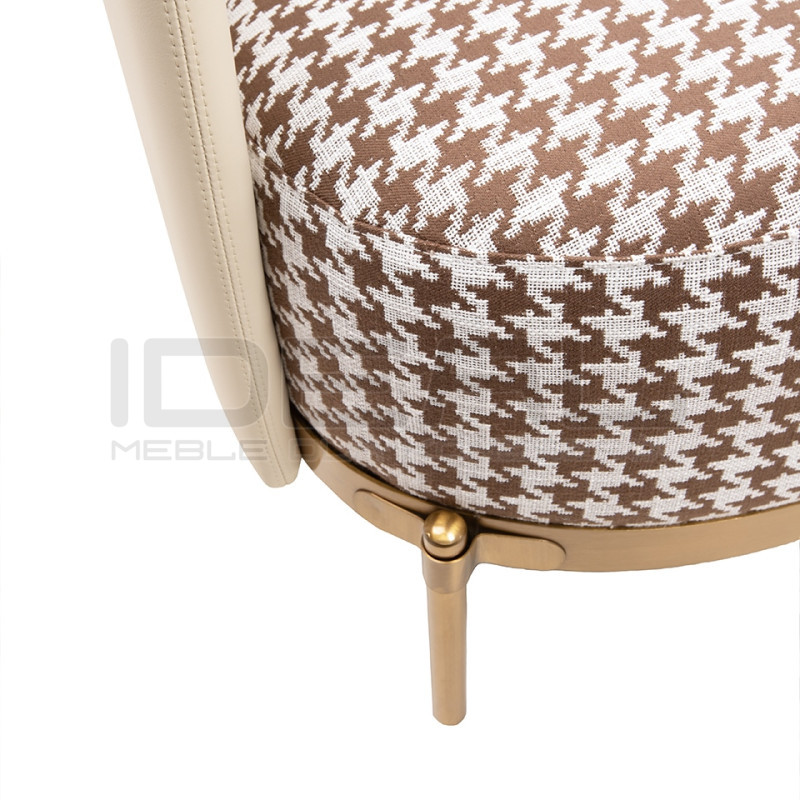 Fotel VENICE beżowy Pepitka biało brązowa | IdealMeble