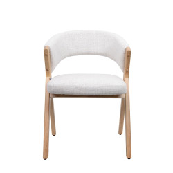 Krzesło do jadalni FIRENZE beżowe drewniane | Tapicerowane