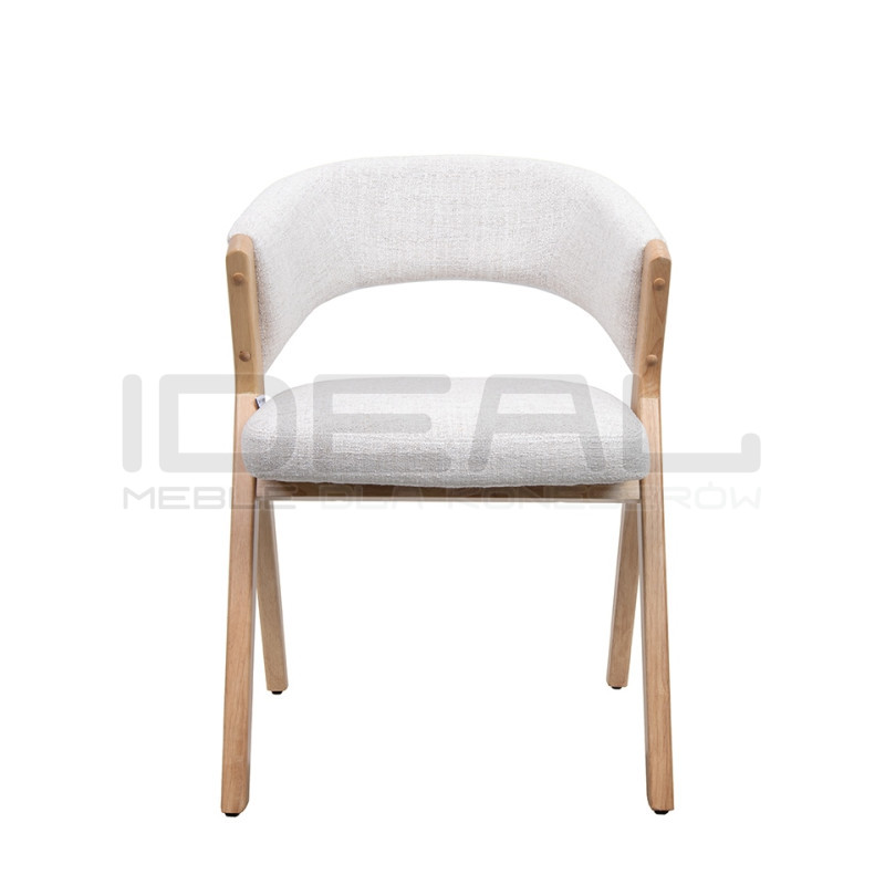 Krzesło do jadalni FIRENZE beżowe drewniane | Tapicerowane