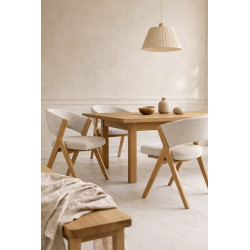 Krzesło do jadalni FIRENZE beżowe drewniane | Tapicerowane