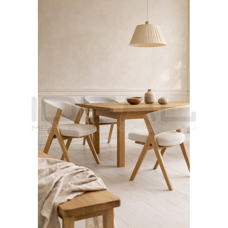 Krzesło do jadalni FIRENZE beżowe drewniane | Tapicerowane