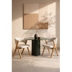 Krzesło do jadalni FIRENZE beżowe drewniane | Tapicerowane