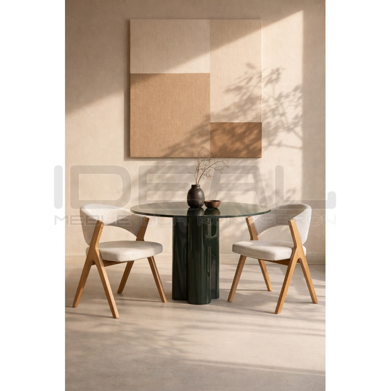 Krzesło do jadalni FIRENZE beżowe drewniane | Tapicerowane