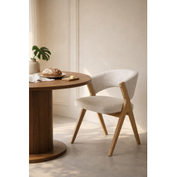 Krzesło do jadalni FIRENZE beżowe drewniane | Tapicerowane