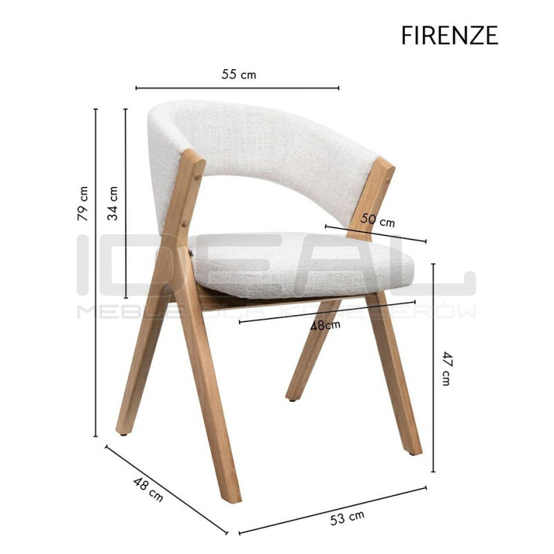 Krzesło do jadalni FIRENZE beżowe drewniane | Tapicerowane