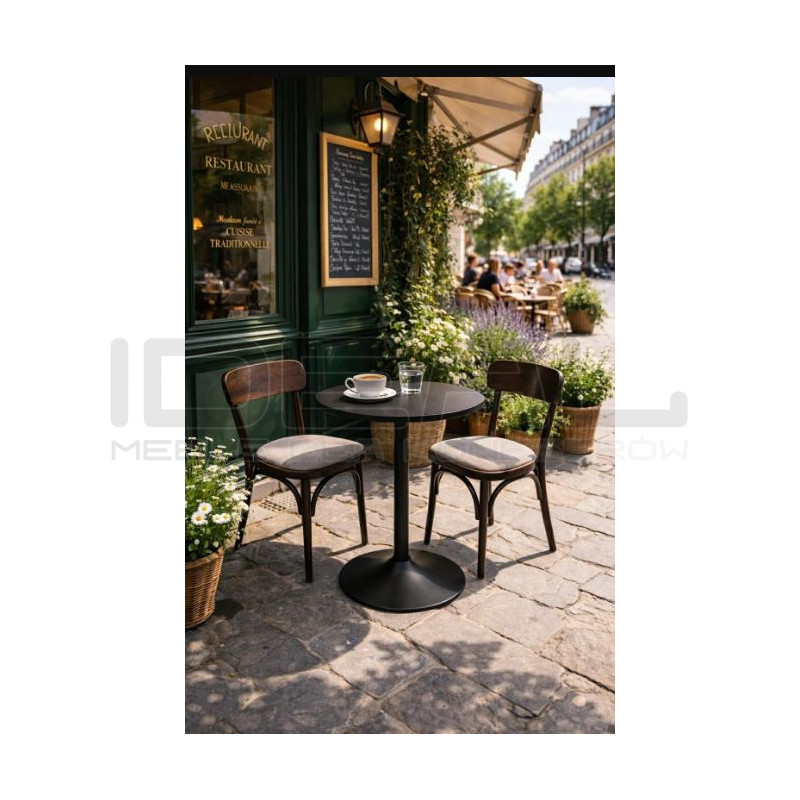 Okrągły stół 60 cm na jednej nodze Tulp czarny | IdealMeble