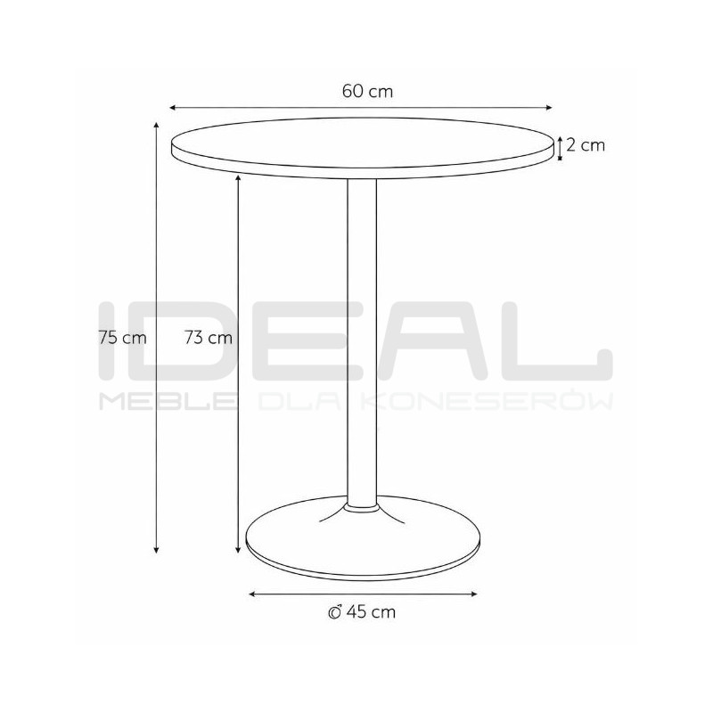 Okrągły stół 60 cm na jednej nodze Tulp czarny | IdealMeble