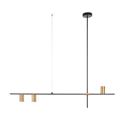 Lampa wisząca pozioma Modern Mid-Century LUNGO czarno złota 135 cm