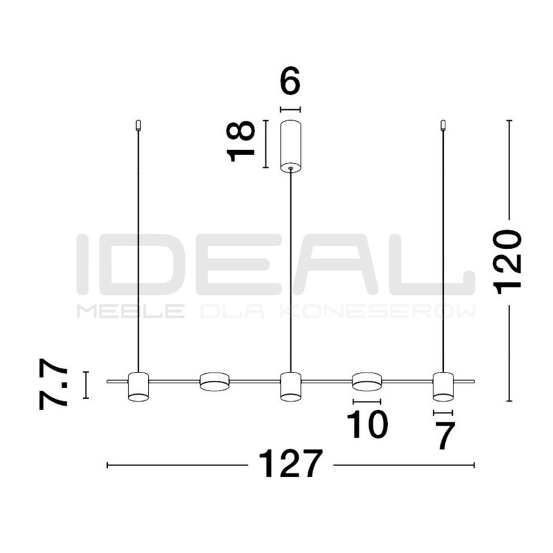 Lampa wisząca MODERNO Diko 120 czarna – pozioma LED nad stół i wyspę