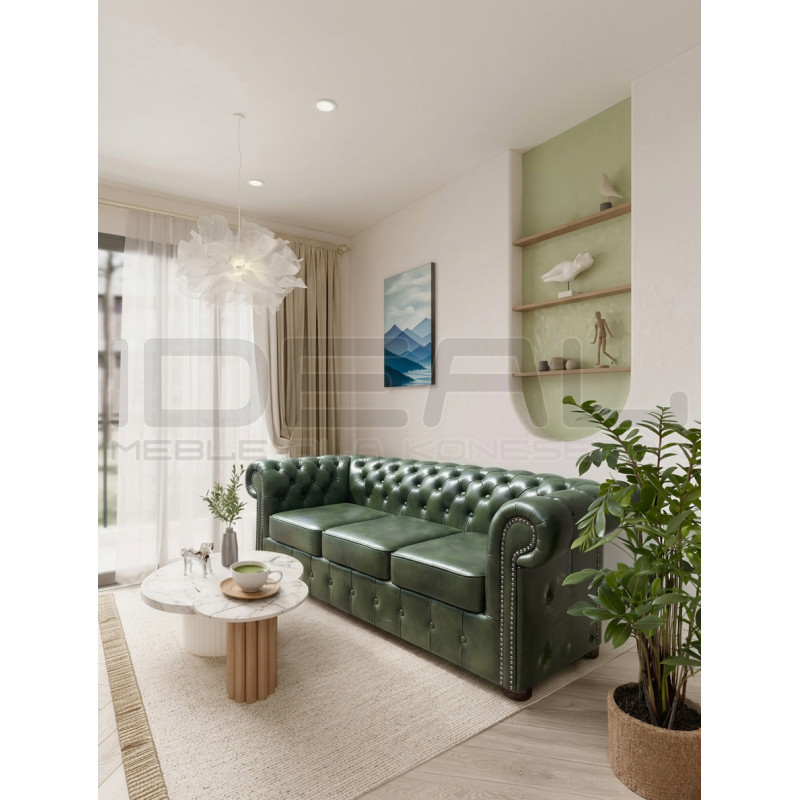Sofa Chesterfield Classic skóra naturalna 3 osobowa
