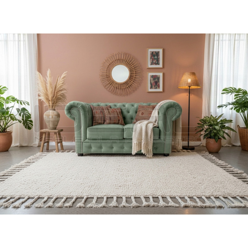 Pikowana Sofa Chesterfield March z kryształkami 2 os.