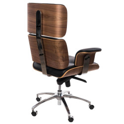 Fotel Lounge Chair do biura - czarny, fornir orzech | IdealMeble.pl