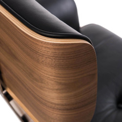 Fotel Lounge Chair do biura - czarny, fornir orzech | IdealMeble.pl
