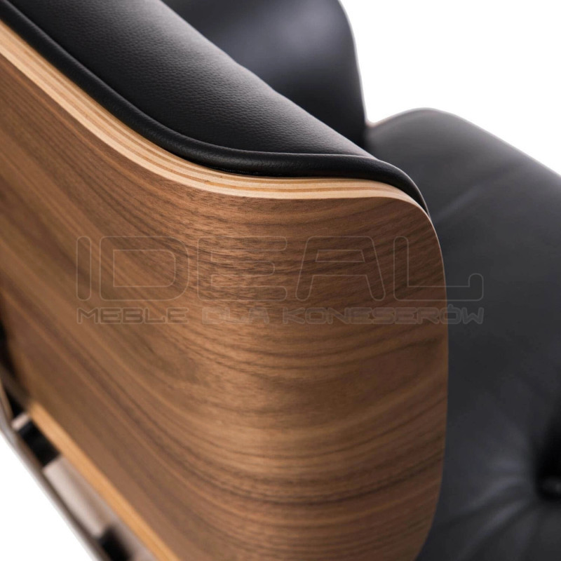 Fotel Lounge Chair do biura - czarny, fornir orzech | IdealMeble.pl