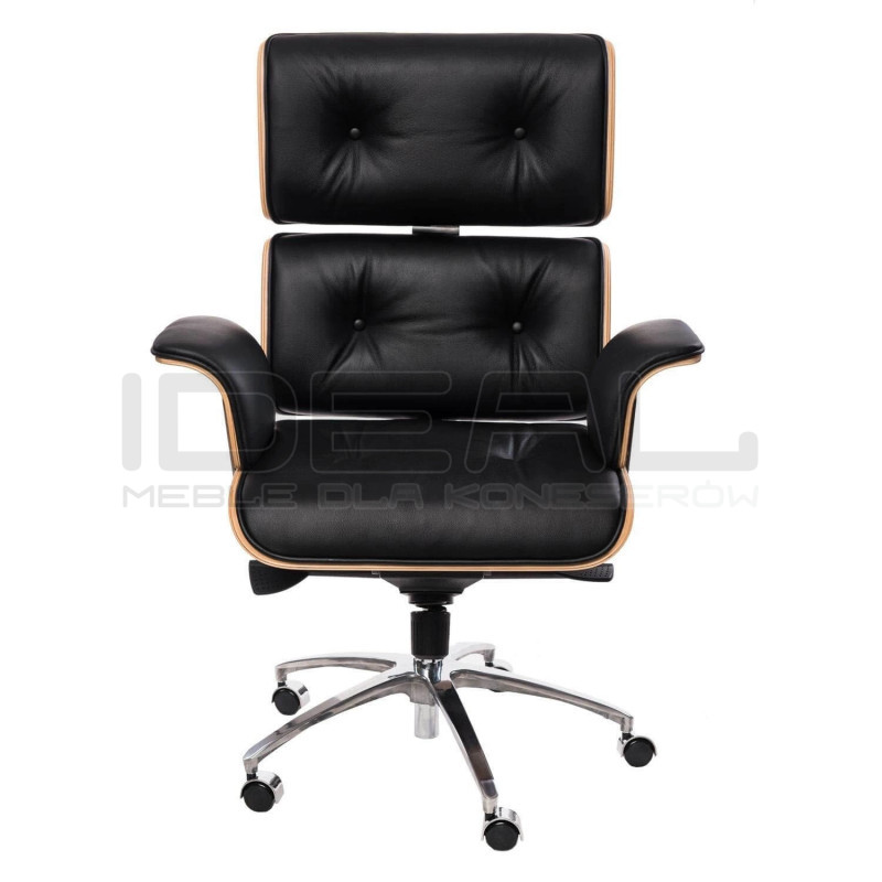 Fotel Lounge Chair do biura - czarny, fornir orzech | IdealMeble.pl