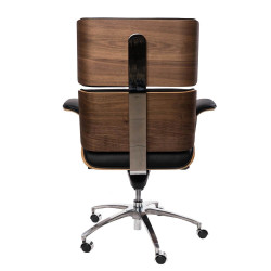 Fotel Lounge Chair do biura - czarny, fornir orzech | IdealMeble.pl