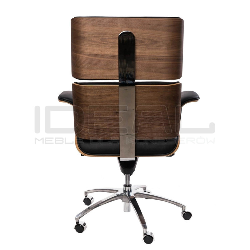 Fotel Lounge Chair do biura - czarny, fornir orzech | IdealMeble.pl