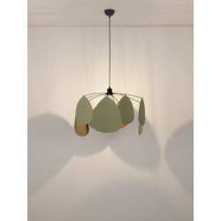 Lampa Wisząca Vela | Lniana | E27 | Beż / Zielony / Morela