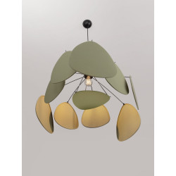 Lampa Wisząca Vela | Lniana | E27 | Beż / Zielony / Morela